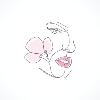 Woman face line art, woman minimalist, lady face outline, fashion beauty concept vector