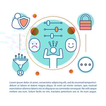 Emotions control linear illustration. Stress overcoming ways. Mind state, feeling management process. Article, brochure, magazine page. Thin line icons with text. Print design. Vector outline drawing