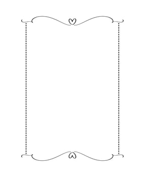Calligraphy rectangular vector ornamental frame with heart. Valentine Day decorative ornament for decoration, design of wedding invitation, love romantic greeting card