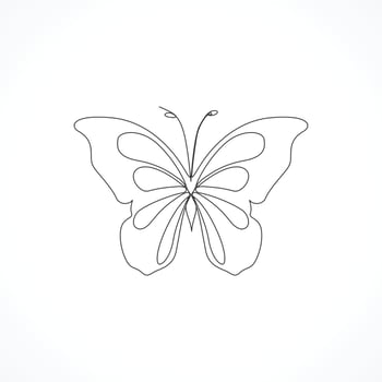 Continuous line drawing of beautiful butterfly vector