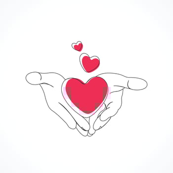 Giving and receiving love illustration line art vector