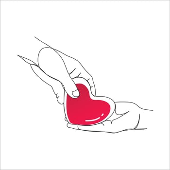 Giving and receiving heart line art vector