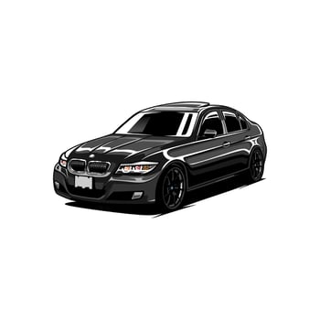 black sedan car side view vector