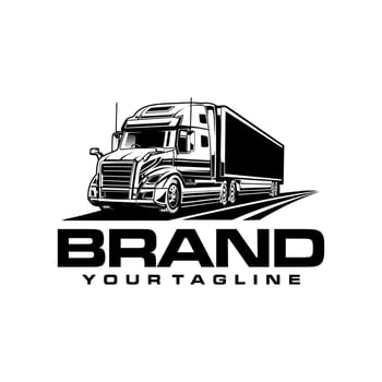 semi truck trailer logo template vector