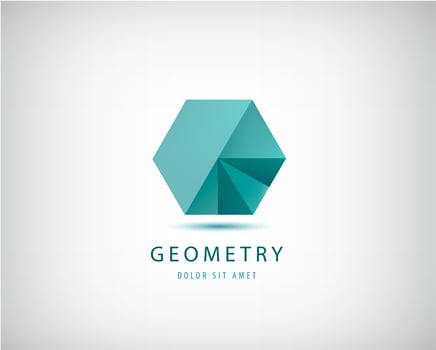 Vector abstract oigami, crystal heometric logo. 3d green modern logotype, polygonal minimalist shape. Creative company brand