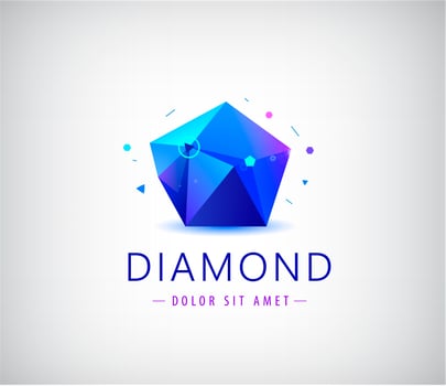 trendy flat design facet crystal gem shape logo element. vector
