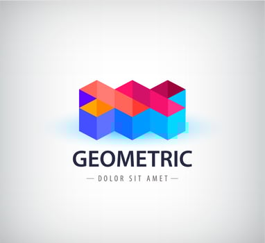 Vector abstract colorful geometric logo, 3d structure, origami