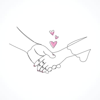 Single line Holding hands pinky promise concept line art vector