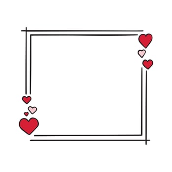 Romantic frame with Hearts. Doodle sketch style. For decorating greeting cards, wedding invitations. Hand drawn vector illustration isolated on white background.