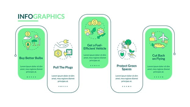 Stop climate changes rectangle infographic template. Air contamination. Data visualization with 5 steps. Process timeline info chart. Workflow layout with line icons. Lato-Bold, Regular fonts used vector