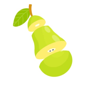 Pear. Sweet pieces of dessert. Veggie Ingredients. vector