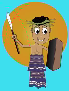 Cartoon of A Boy Performing War Dance vector