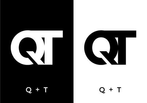 Black and white color of QT initial letter vector