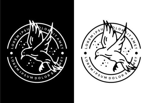 Black and white color of flying bird line art vector