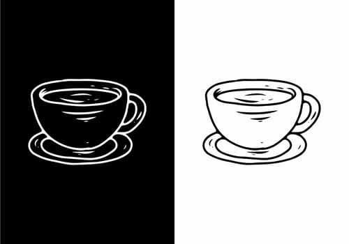 Black and white coffee cup line art drawing vector