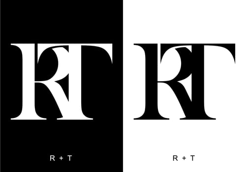 Black and white color of RT initial letter vector