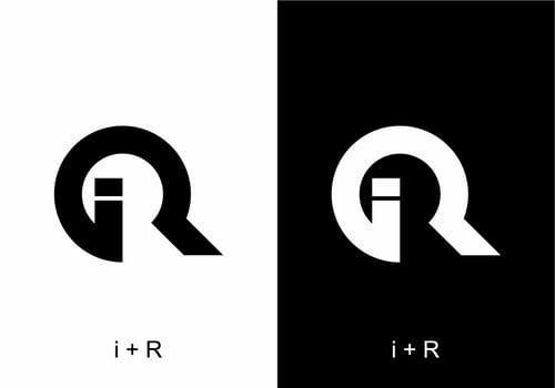 Black and white iR initial letter vector