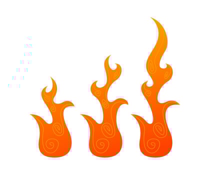 illustration of a burning fire, fire flames set, illustration of fire flame, set Illustration of fire vector
