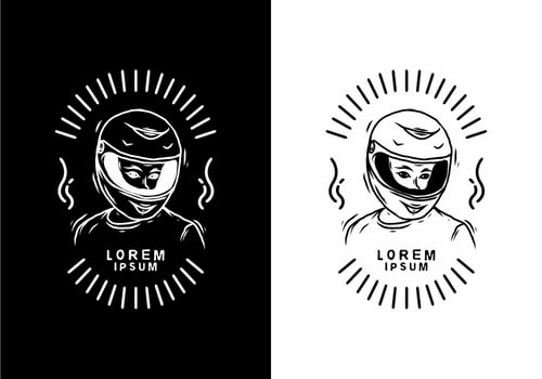 Black and white of man with helm badge vector