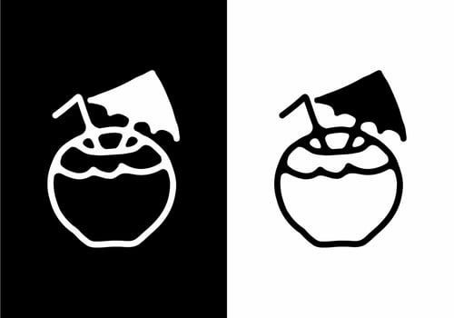 Black and white line art of coconut drink vector