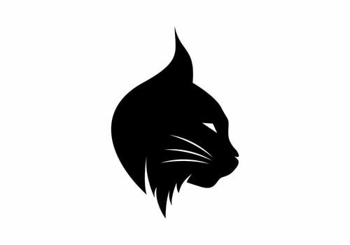 Black color of lynx head vector