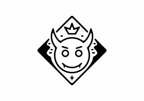 Black color of devil head emotion line art illustration vector