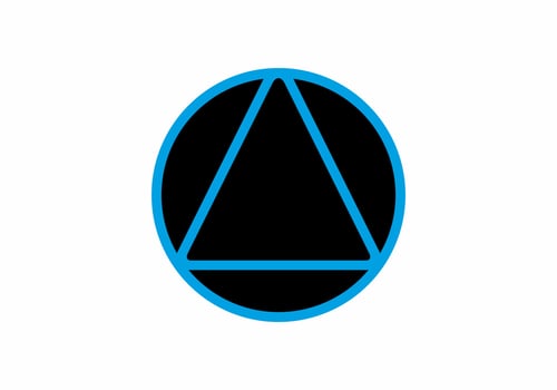 Black blue triangle in circle vector