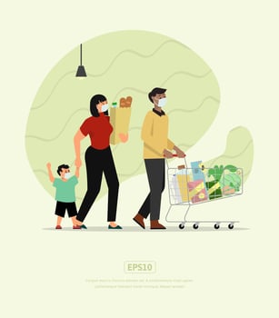 Shopping Day with character family vector
