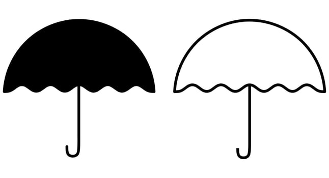 black and white umbrella icon vector
