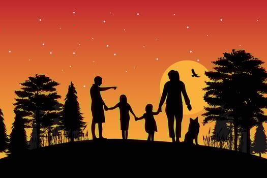 cute family silhouette illustration vector