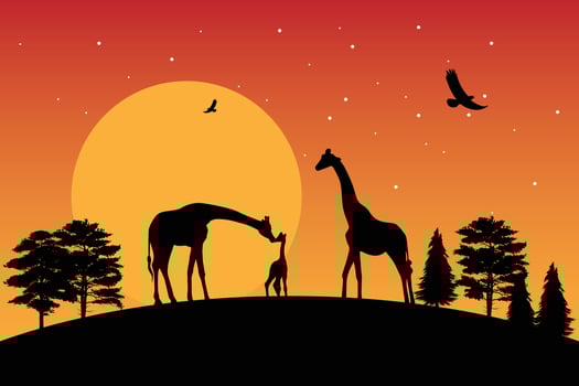 cute giraffe animal silhouette illustration vector