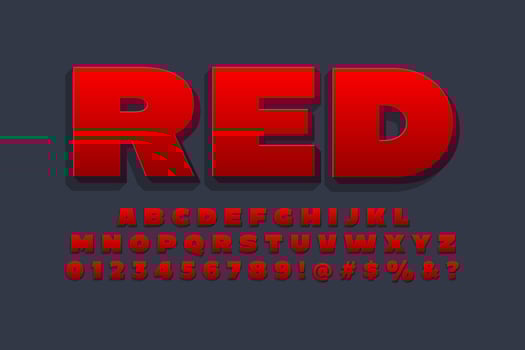 3d red alphabet design vector