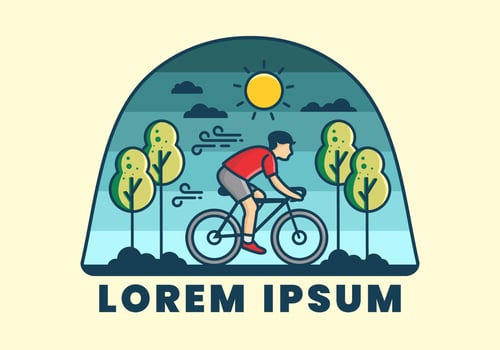 Riding a bicycle flat illustration vector
