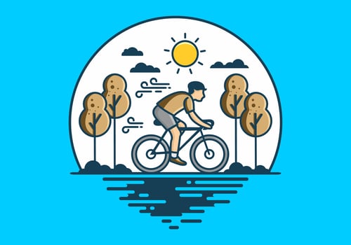 Riding a bicycle flat illustration vector