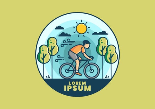 Riding a bicycle flat illustration vector