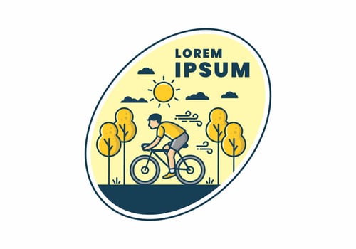 Riding a bicycle flat illustration vector