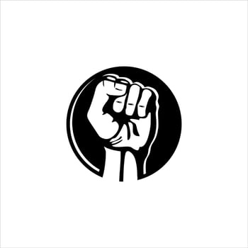 revolution logo black round illustration of hand icon design idea vector