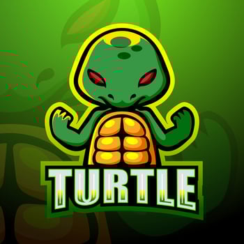 Turtle mascot esport logo design vector