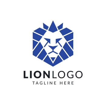 Polygon lion head logo design template vector