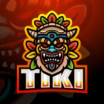 Tiki mask mascot esport logo design vector