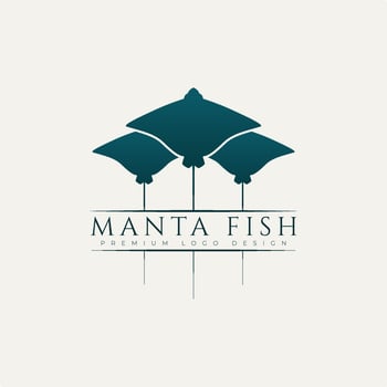 manta fish modern minimalist logo design vector