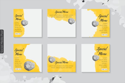 food and restaurant menu banner social media post. set of editable social media template for promotion. vector