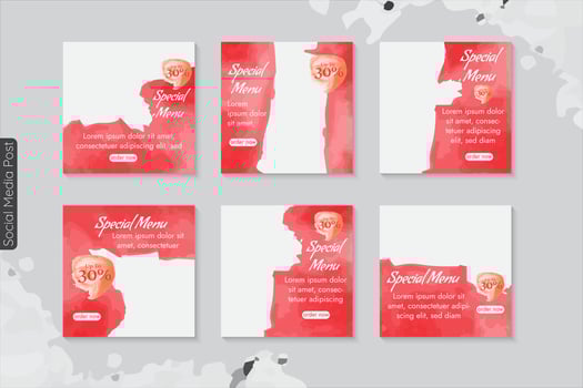 food and restaurant menu banner social media post. set of editable social media template for promotion. vector