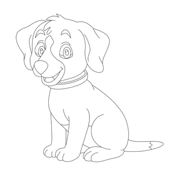 Cute Puppy Dog Outline Coloring Page for Kids Animal Coloring Page vector