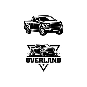set of Overland pick up truck logo vector