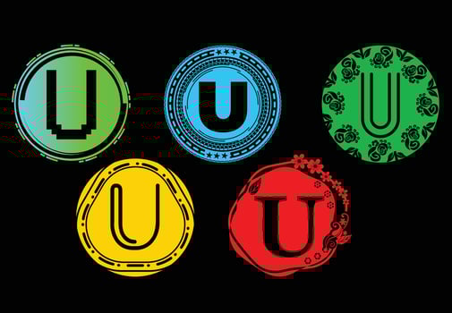 U letter new logo and icon design template bundle vector
