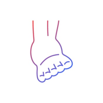 Joint sprain gradient linear vector icon. Ankle ligaments tearing. Sports injury. Overstretched joint. Muscle damage. Thin line color symbol. Modern style pictogram. Vector isolated outline drawing