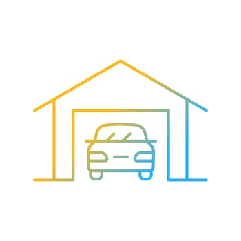 Parking space nearby gradient linear vector icon. Residential garage. Accessible space for vehicles. Garaging standards. Thin line color symbol. Modern style pictogram. Vector isolated outline drawing