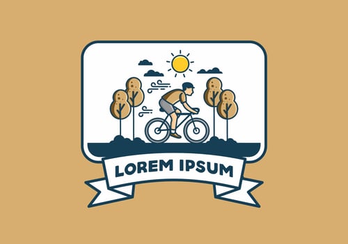 illustration badge of riding bicycle vector