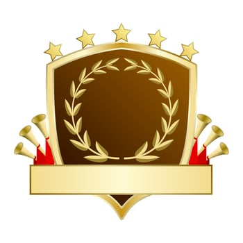 gold reward shield realistic vector